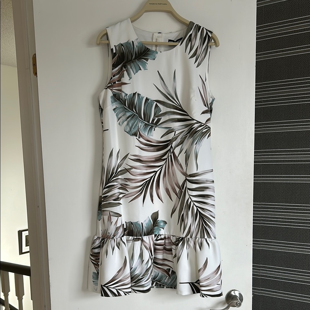 Karl Lagerfeld White Green Sheath Midi Dress Sleeveless
